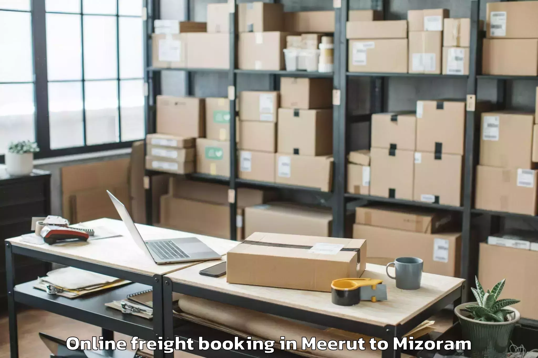 Easy Meerut to Khawbung Online Freight Booking Booking